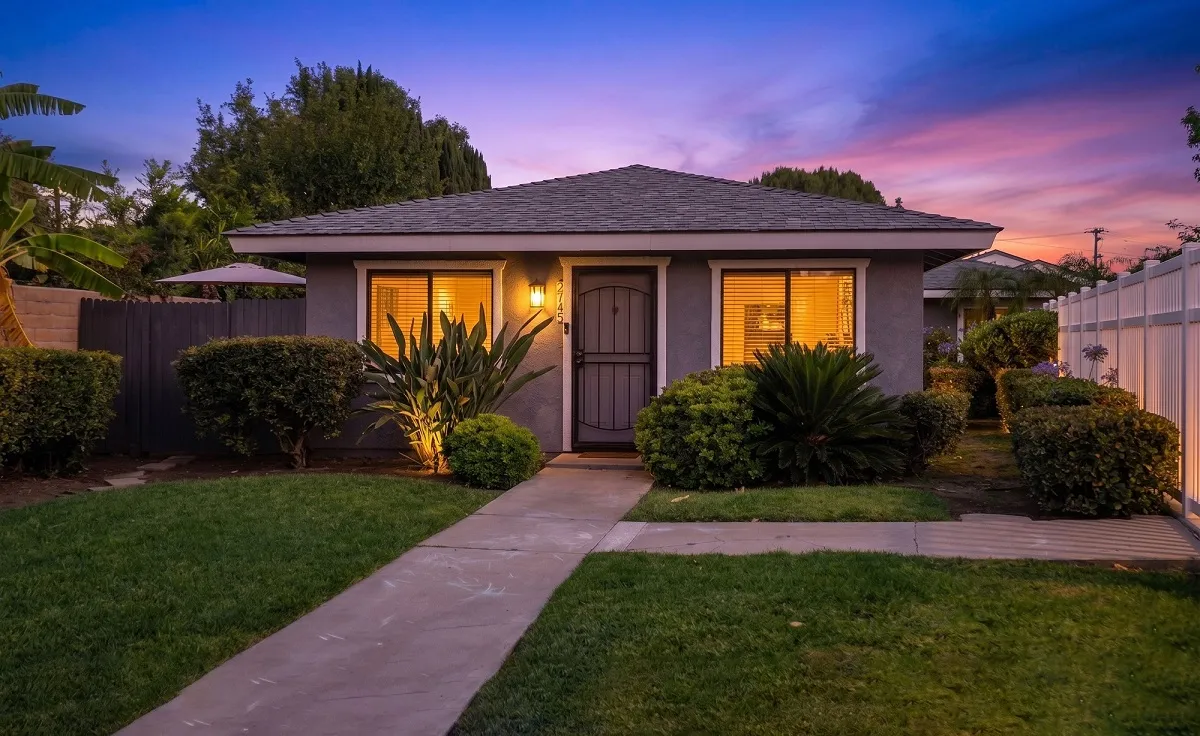 Front of the home at twilight