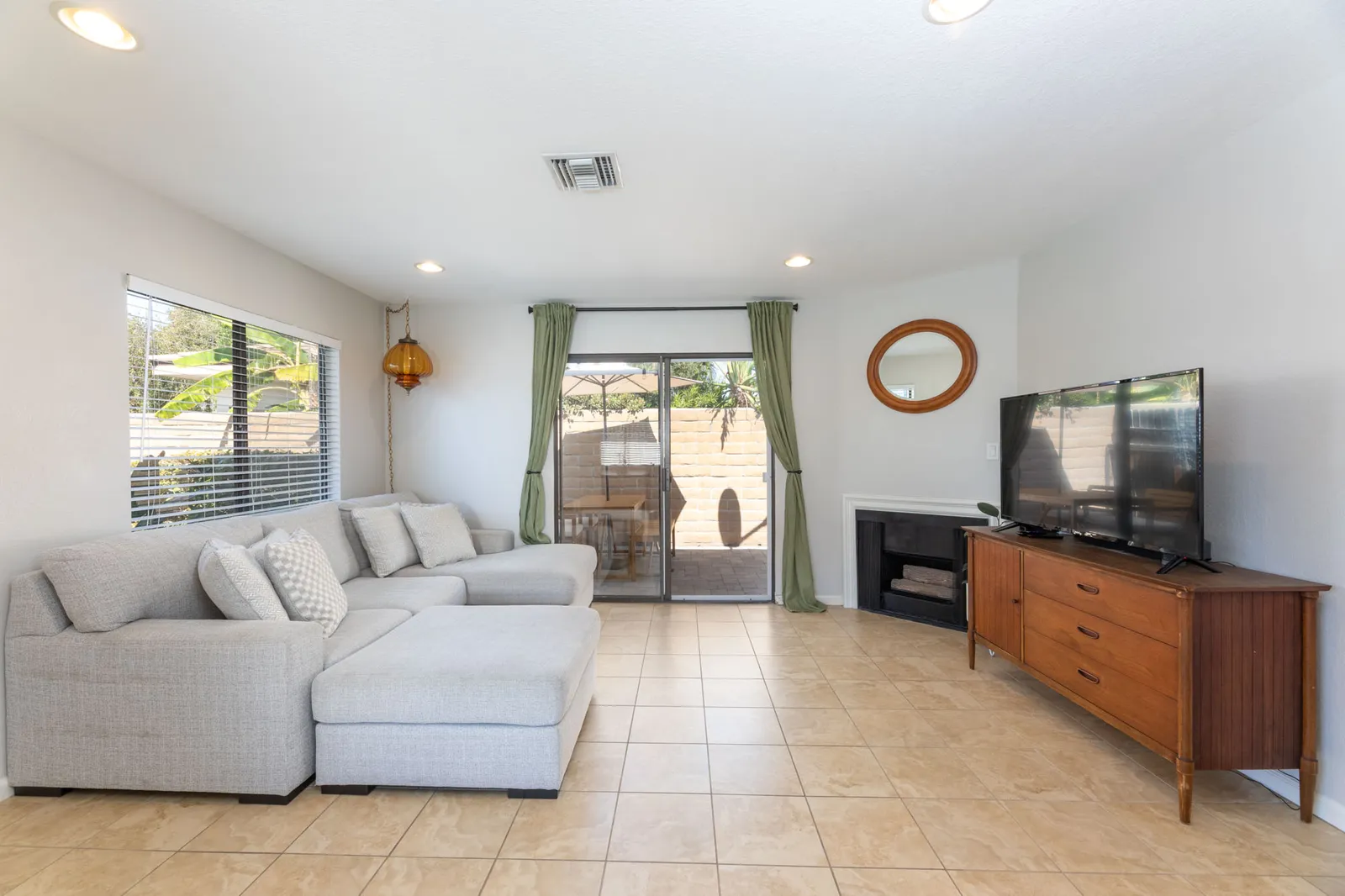 Living room with sliding door to the patio