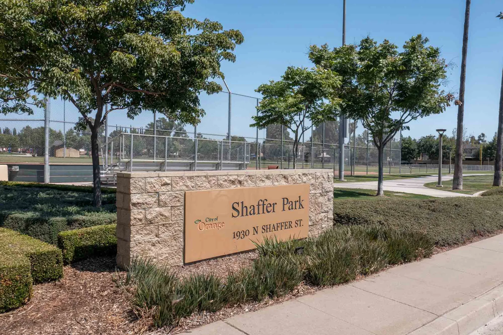 Neighborhood park entrance sign