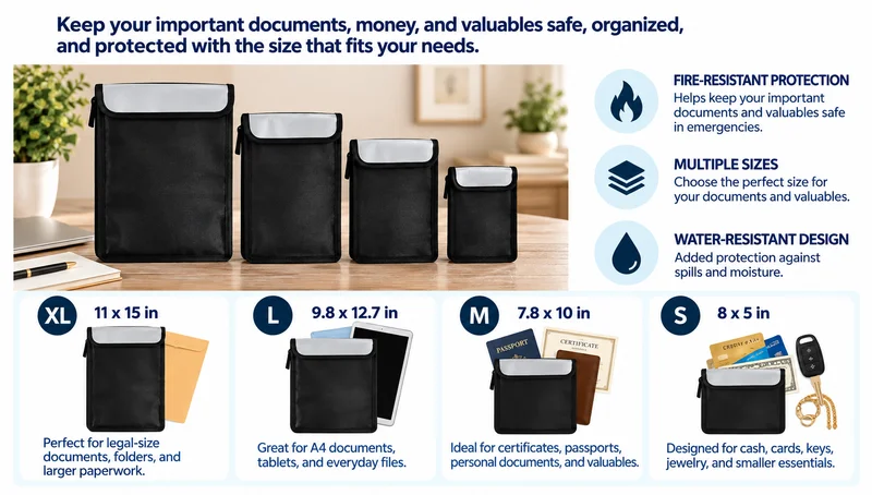 Free fireproof document holder in four sizes